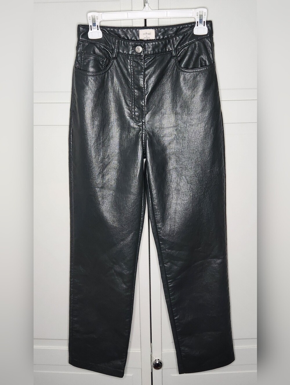 Wilfred Grey/Green Faux Leather Pants 11" Rise/28" Length Size Small.  Exc Cond
